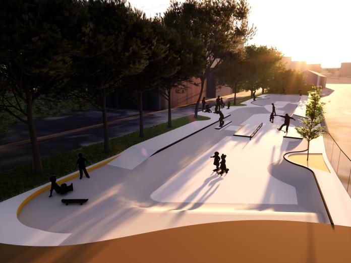 Visualisering af skatebanen på Jyllingevej