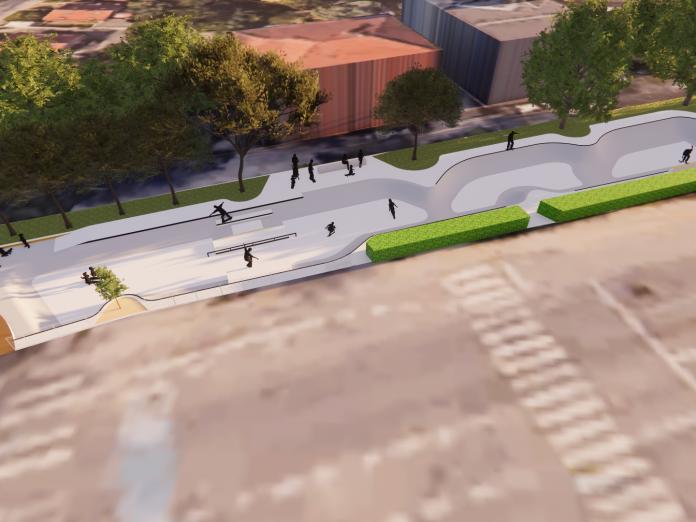 Visualisering af skatebanen på Jyllingevej
