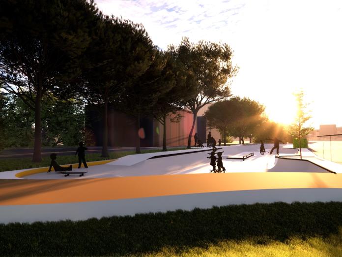 Visualisering af skatebanen på Jyllingevej