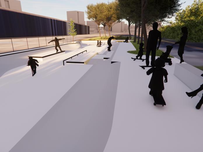 Visualisering af skatebanen på Jyllingevej