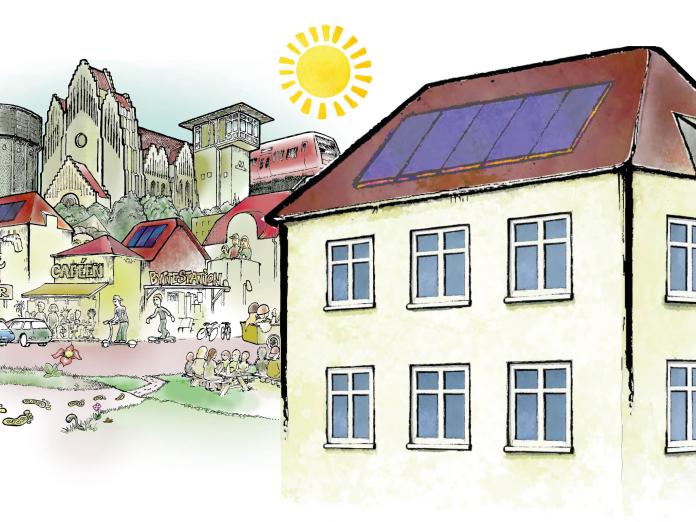 Tegning af de tre bydele